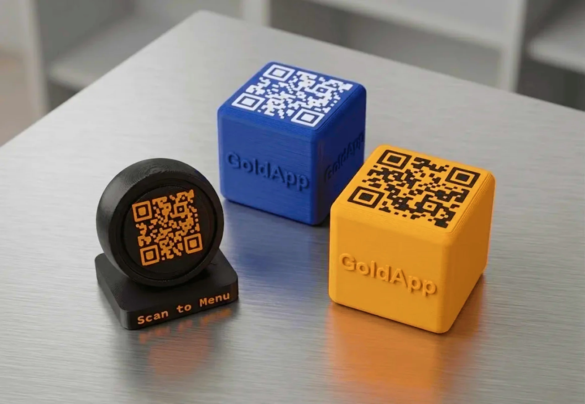 3D Printed QR Stand τύπου L για εστιατόρια και καφέ GoldApp